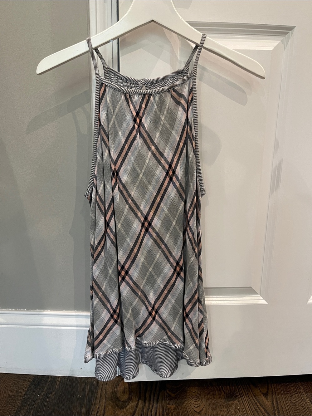 Bella Dahl Plaid Halter Camisole in Gray and Pink